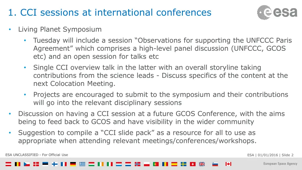 1 cci sessions at international conferences