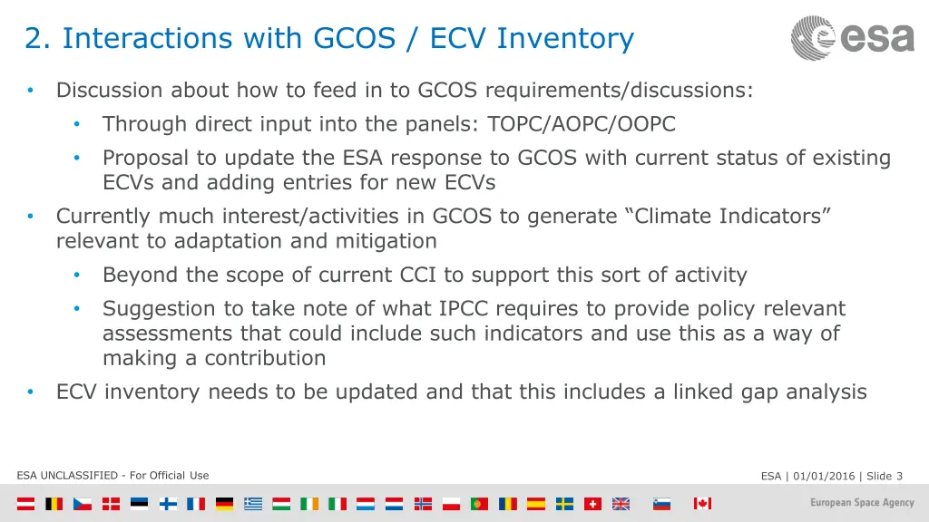 2 interactions with gcos ecv inventory
