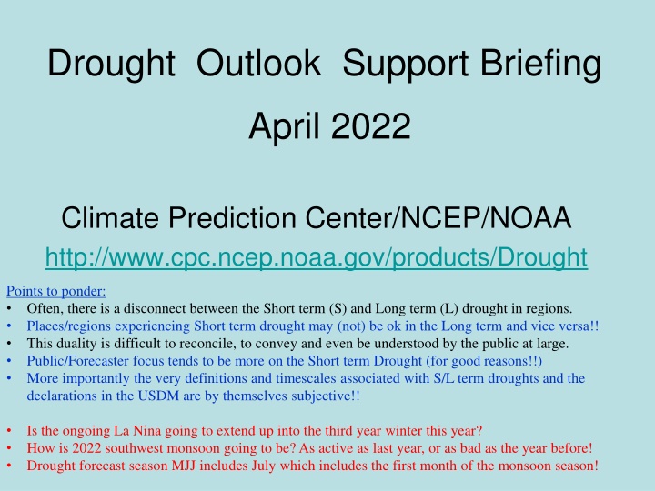 drought outlook support briefing