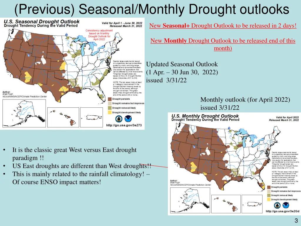 previous seasonal monthly drought outlooks