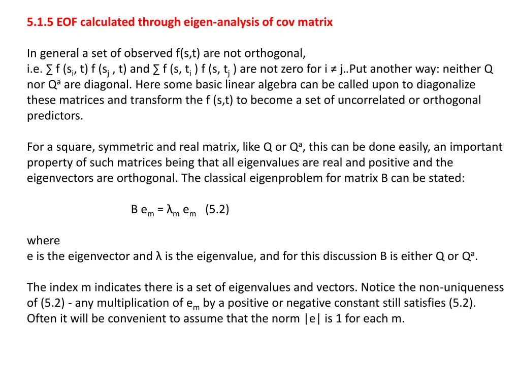 5 1 5 eof calculated through eigen analysis