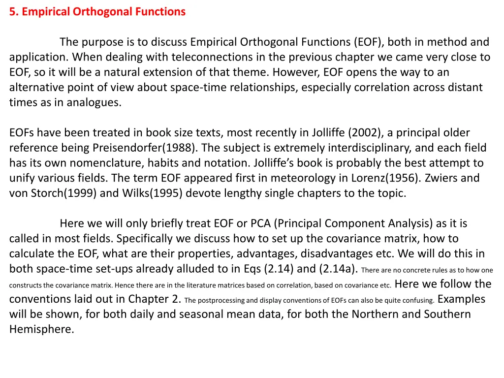5 empirical orthogonal functions