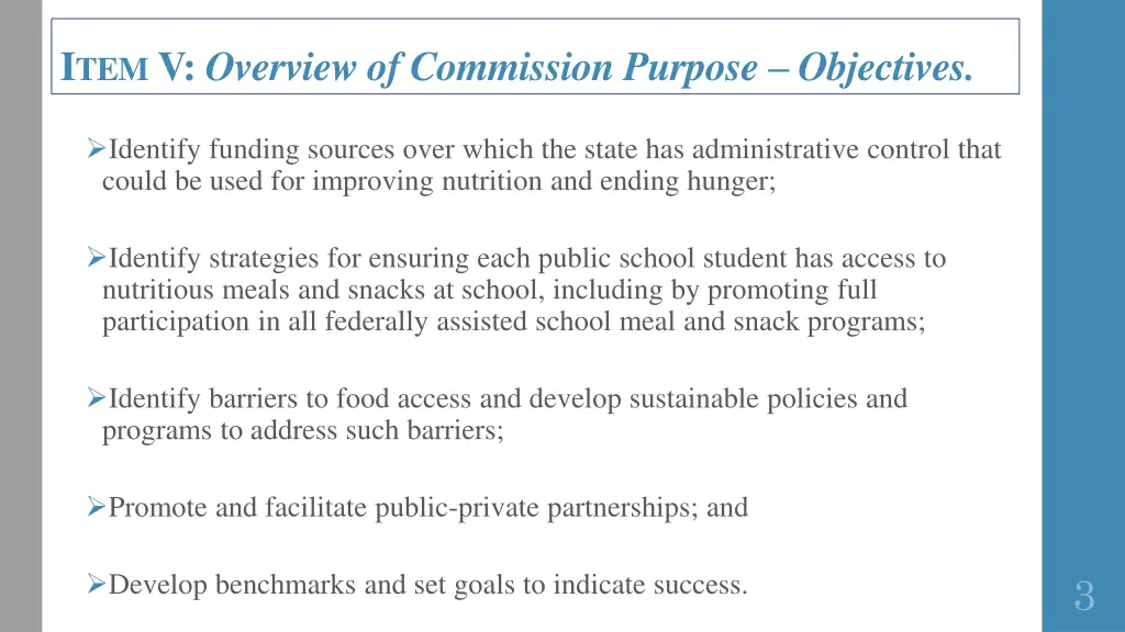 i tem v overview of commission purpose objectives
