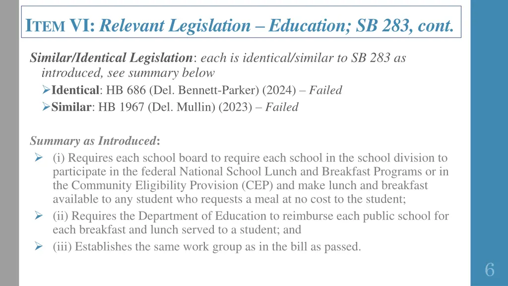 i tem vi relevant legislation education 1