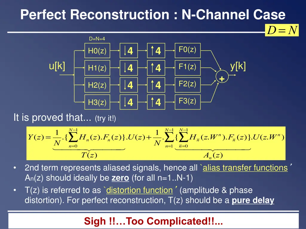 perfect reconstruction n channel case