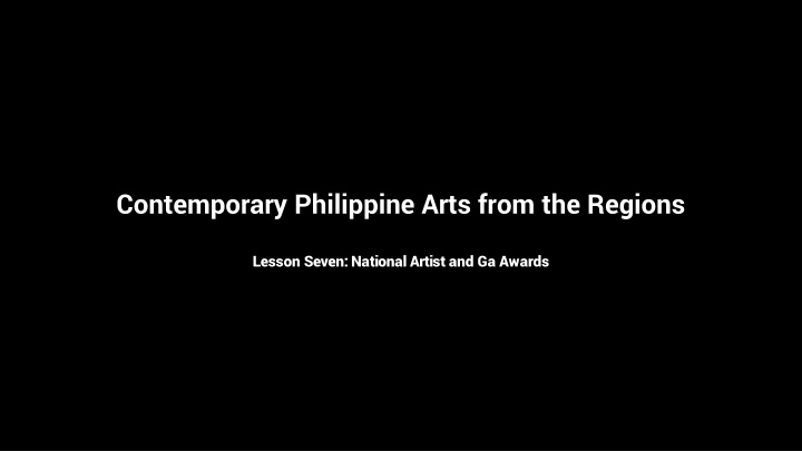contemporary philippine arts from the regions