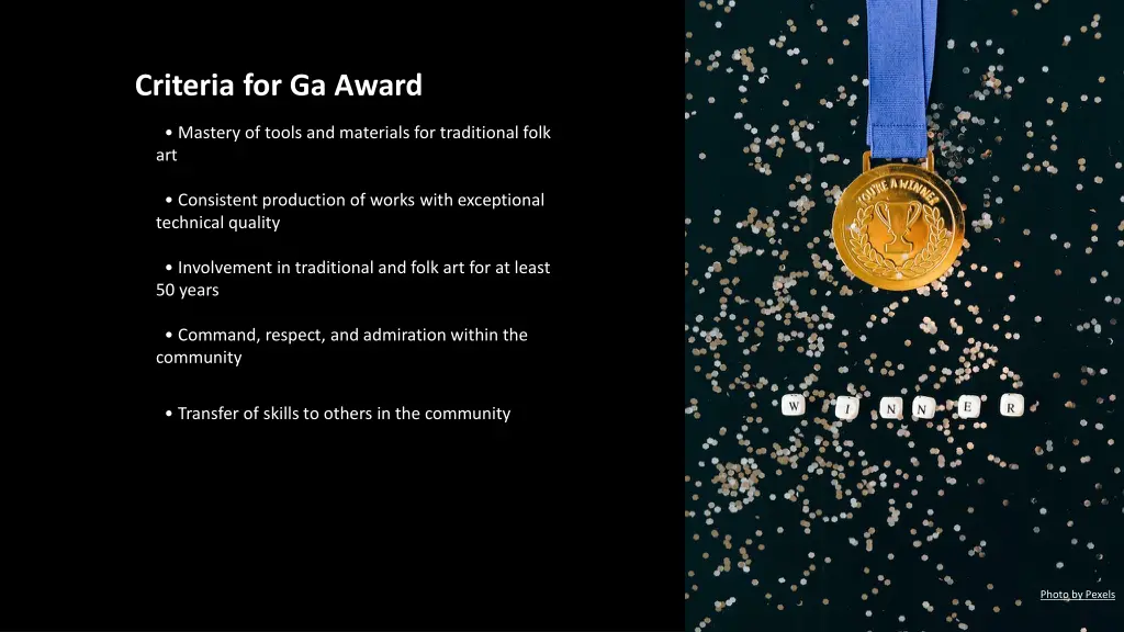 criteria for ga award