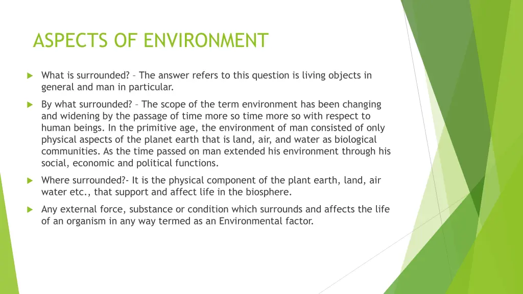 aspects of environment