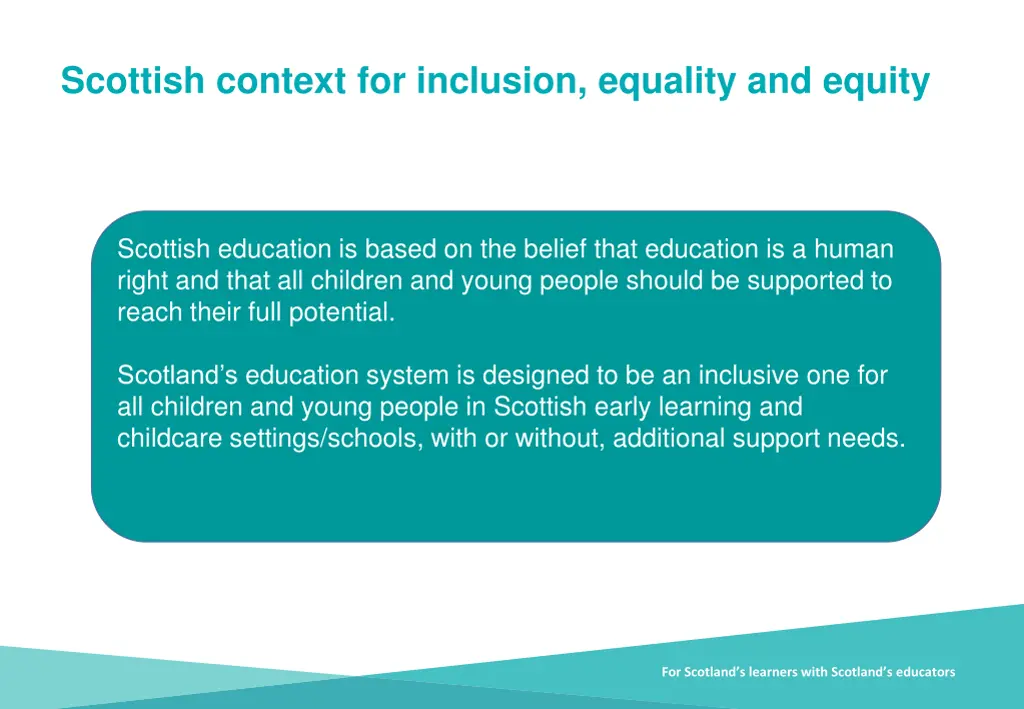 scottish context for inclusion equality and equity