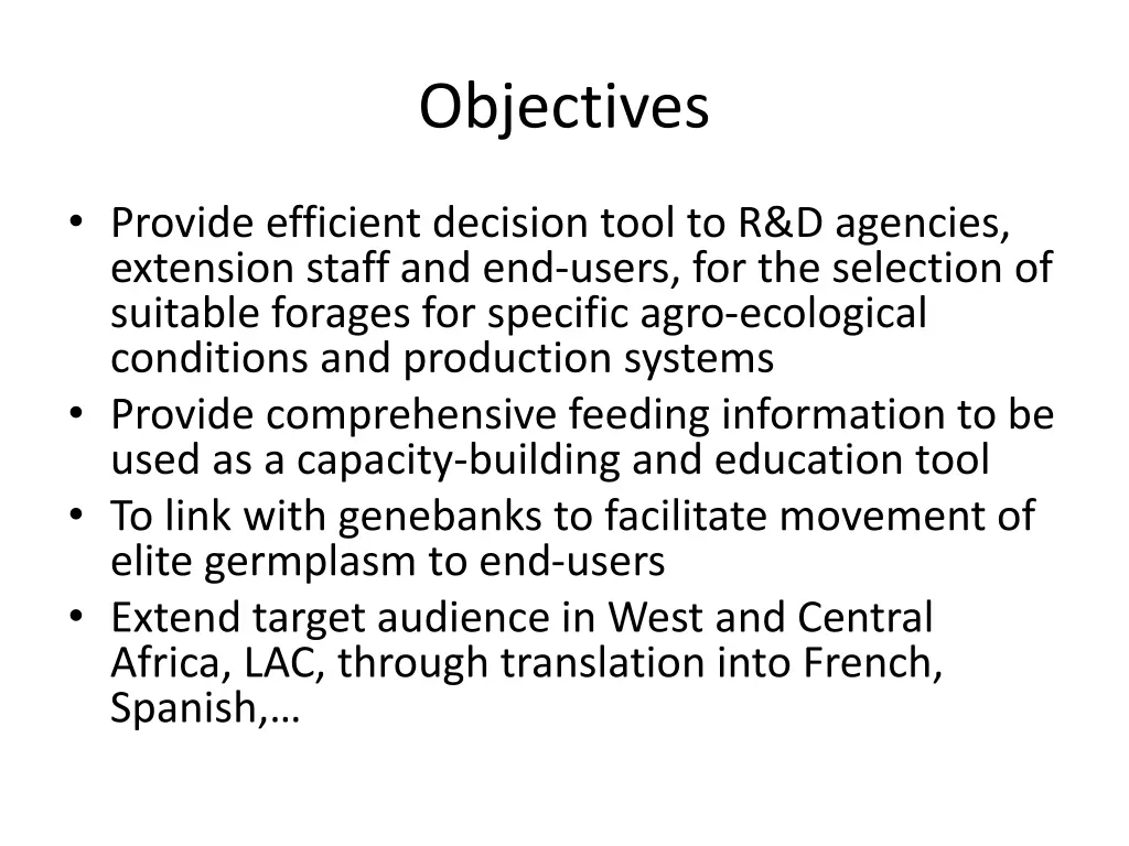 objectives