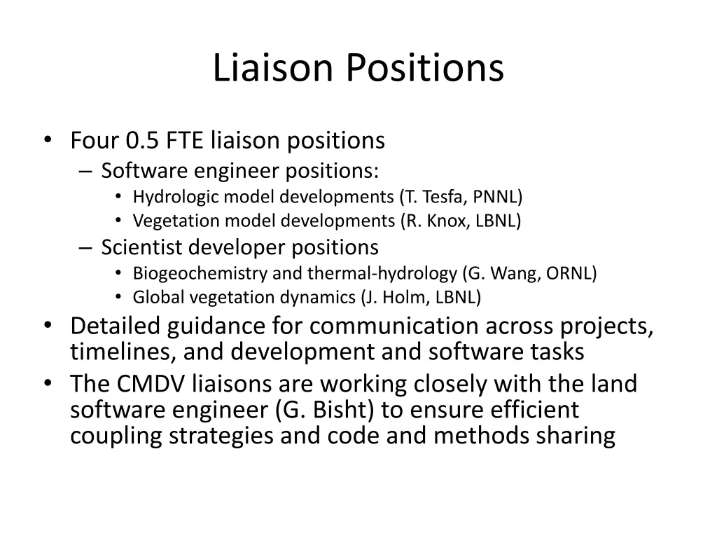 liaison positions