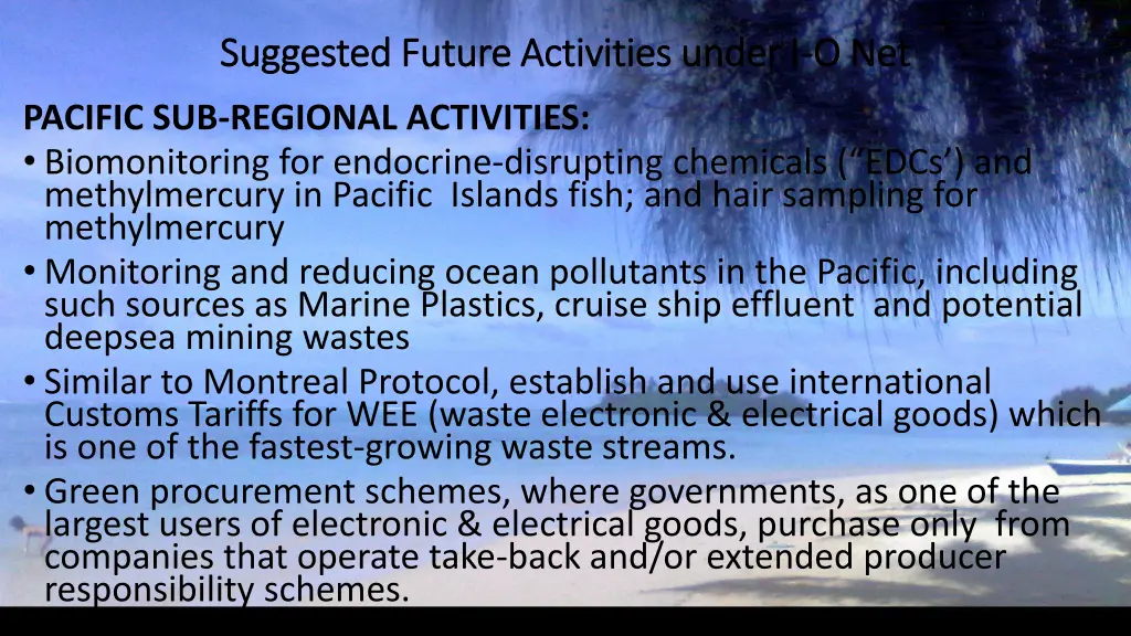 suggested future activities under i suggested