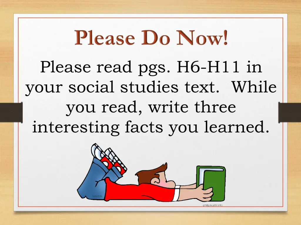 please read pgs h6 h11 in your social studies