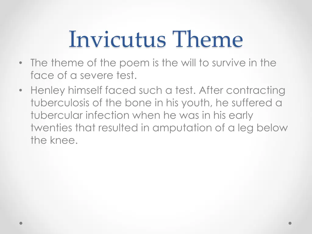 invicutus theme the theme of the poem is the will