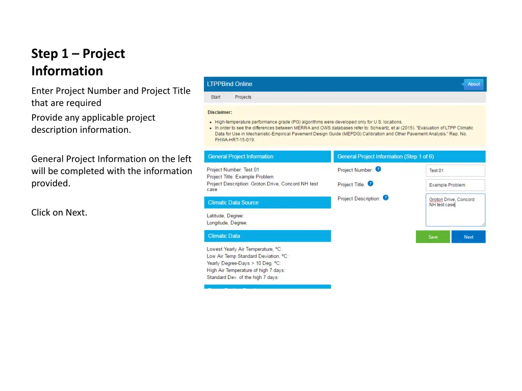 step 1 project information