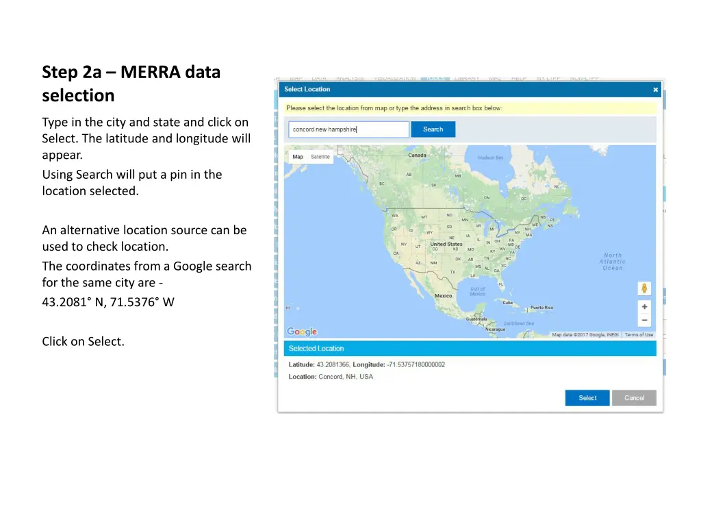 step 2a merra data selection