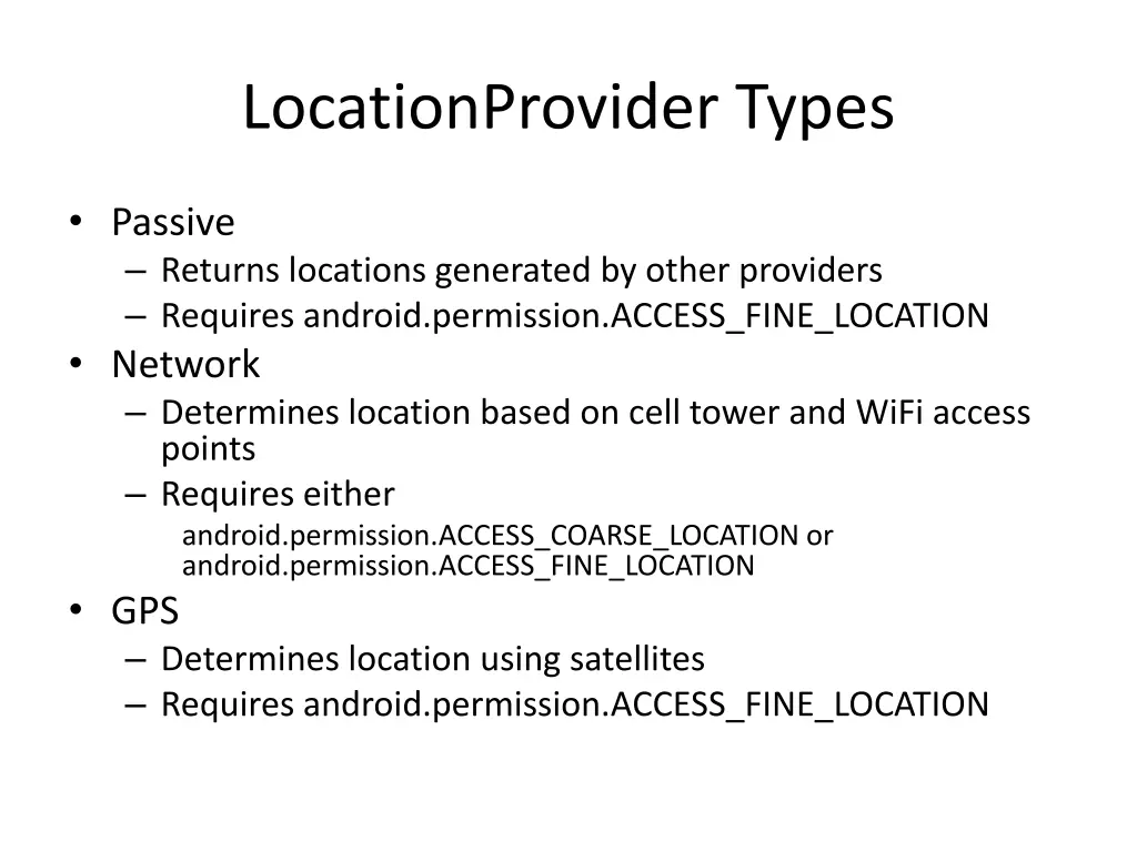 locationprovider types