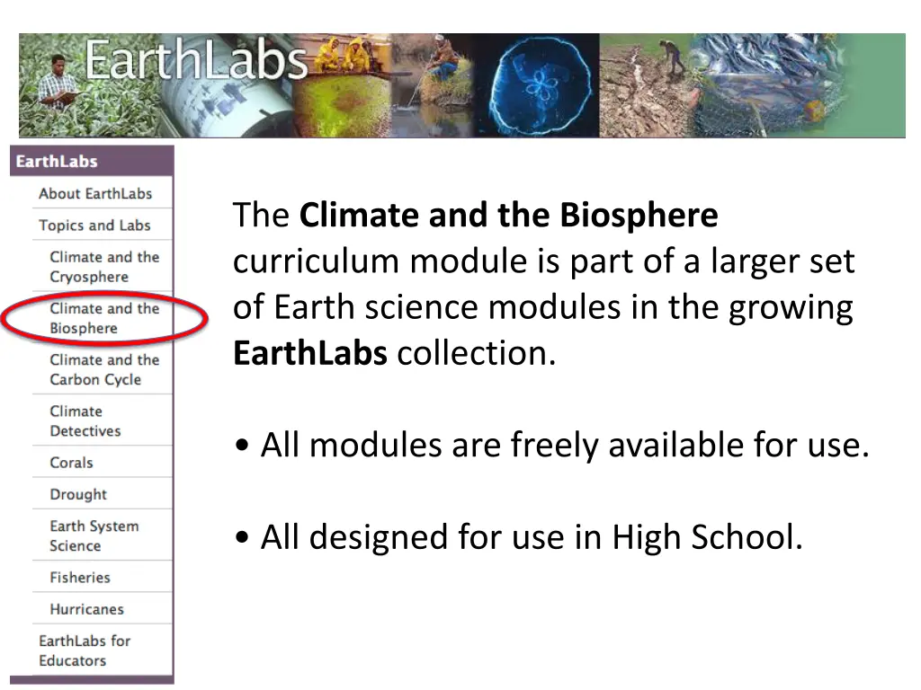the climate and the biosphere curriculum module