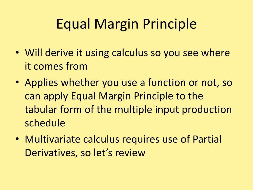 equal margin principle