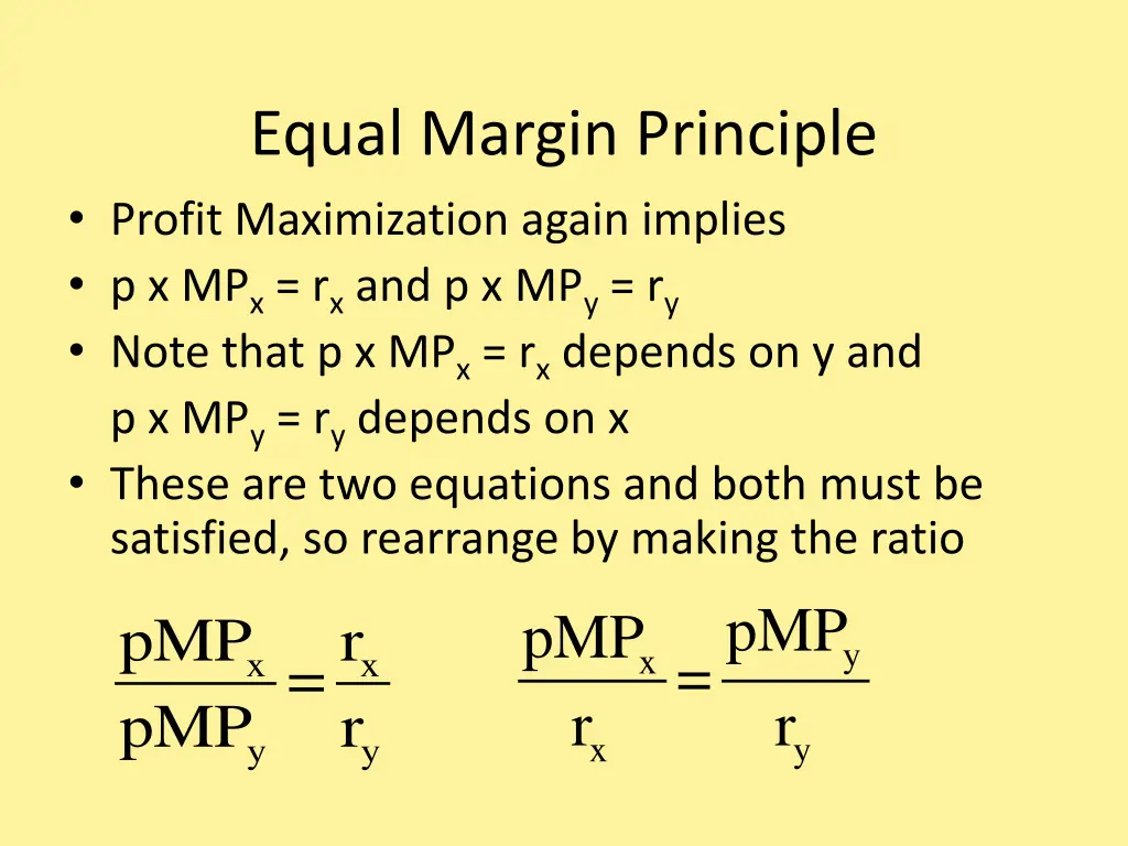 equal margin principle profit maximization again