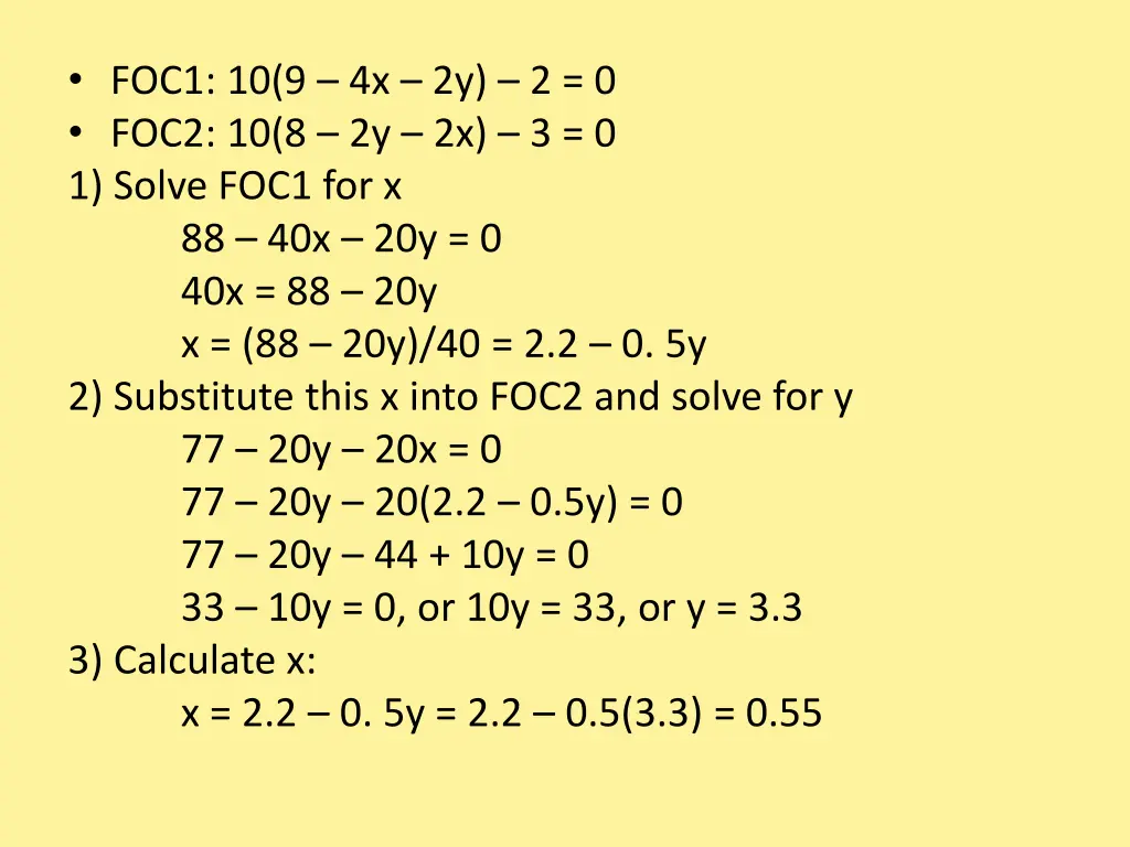 foc1 10 9 4x 2y 2 0 foc2 10 8 2y 2x 3 0 1 solve
