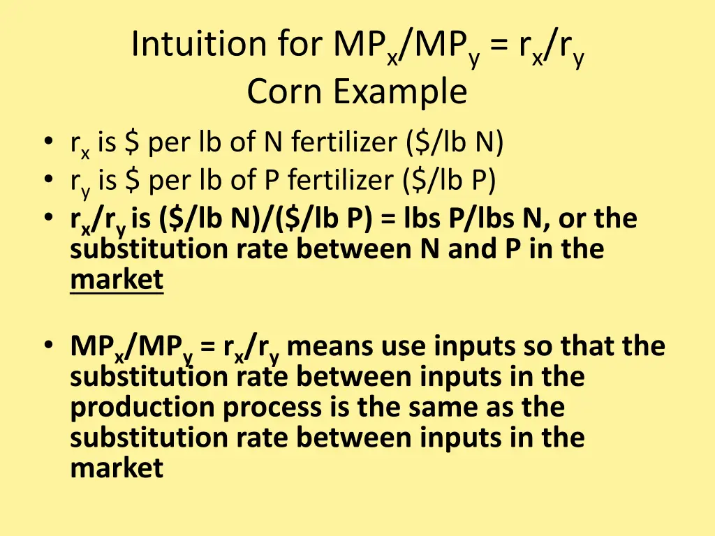intuition for mp x mp y r x r y corn example 1