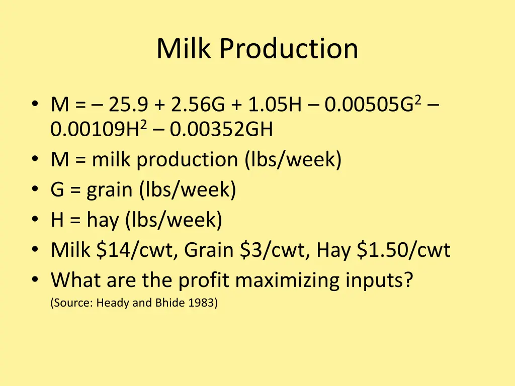 milk production