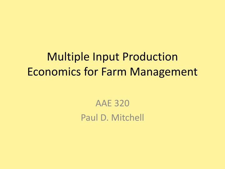 multiple input production economics for farm