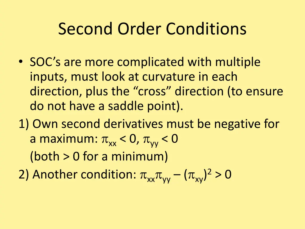 second order conditions