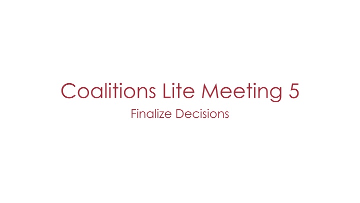 coalitions lite meeting 5 finalize decisions