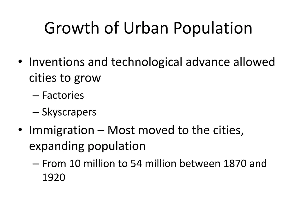 growth of urban population