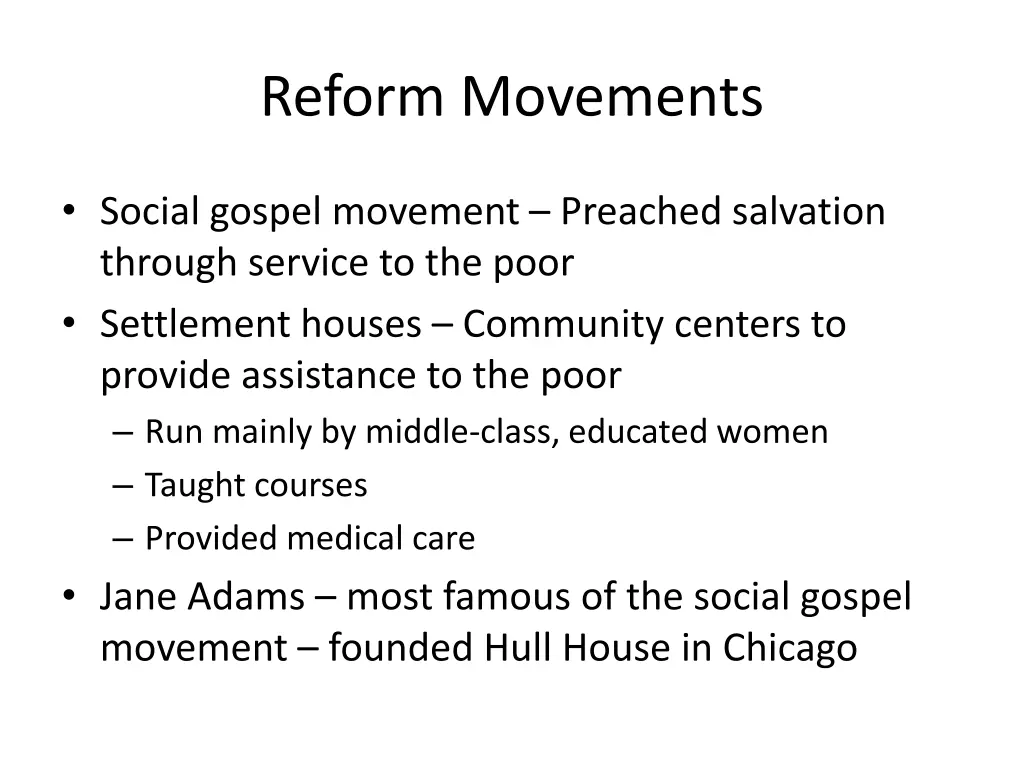reform movements