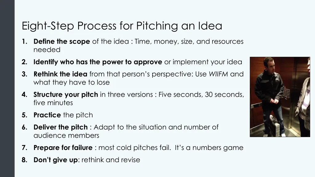 eight step process for pitching an idea