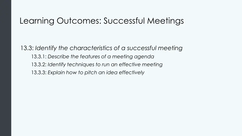 learning outcomes successful meetings