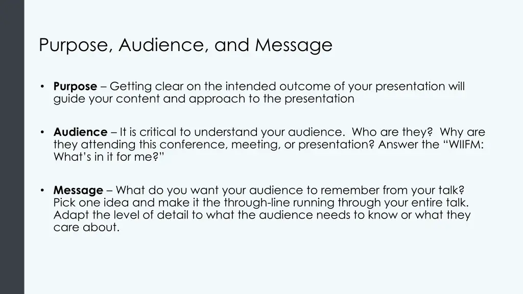 purpose audience and message