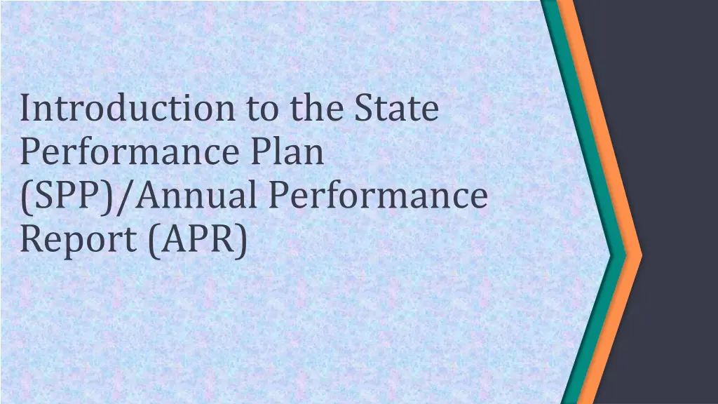 introduction to the state performance plan