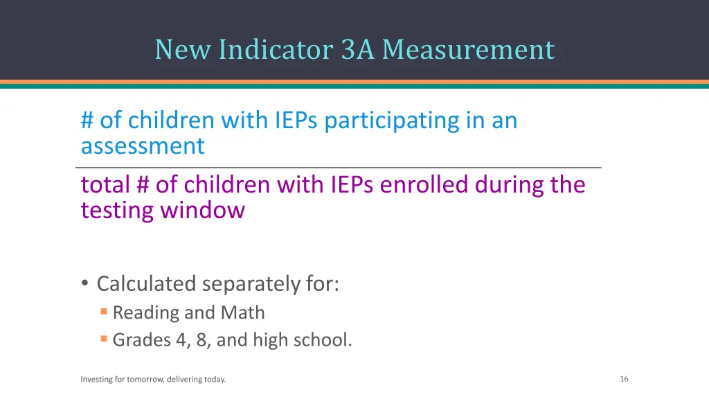 new indicator 3a measurement