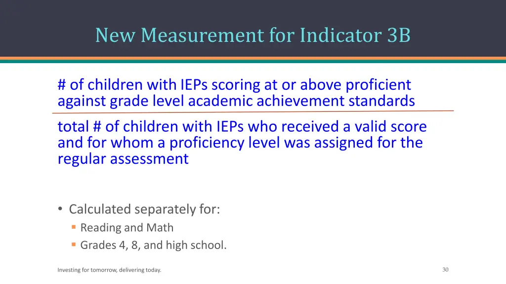 new measurement for indicator 3b