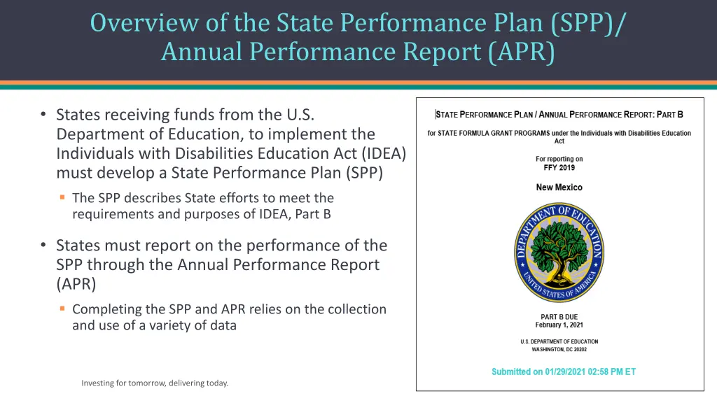 overview of the state performance plan spp annual