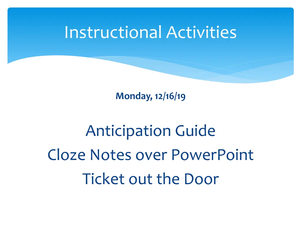 instructional activities