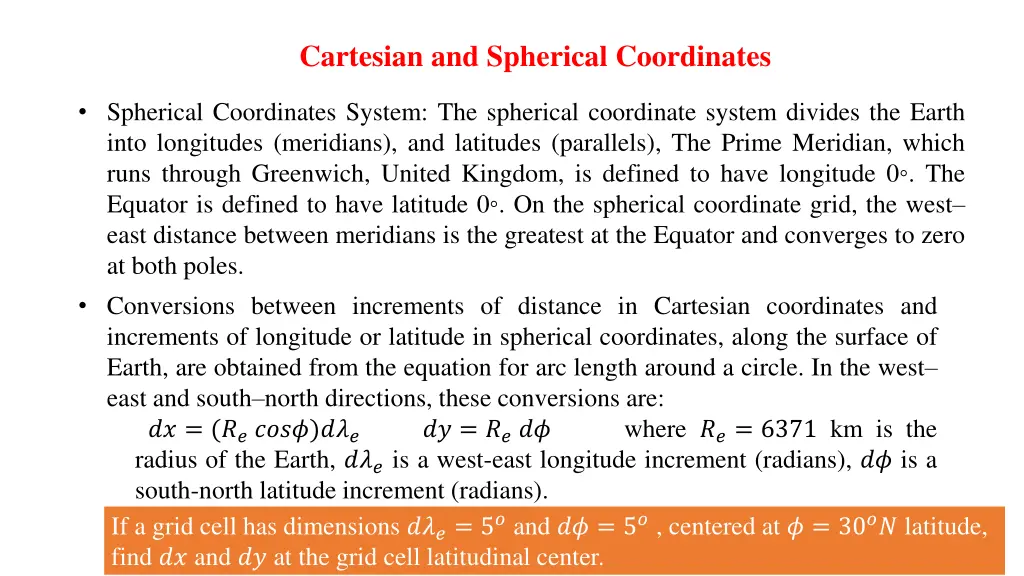 cartesian and spherical coordinates 1