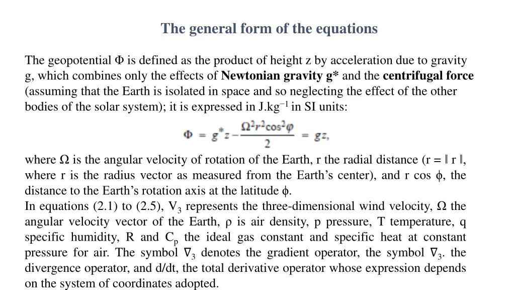 the general form of the equations 2