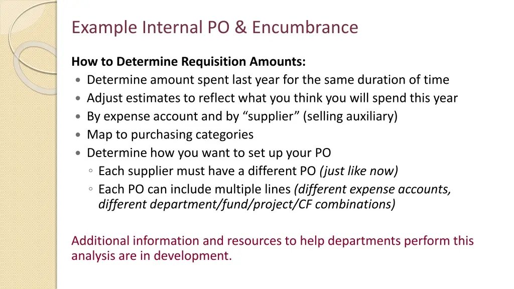 example internal po encumbrance 1