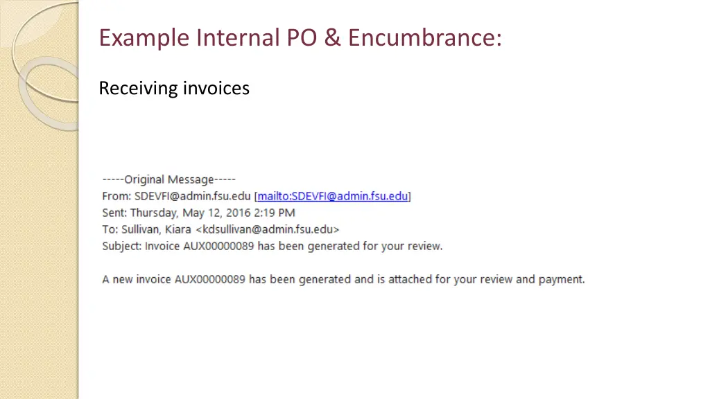 example internal po encumbrance 2
