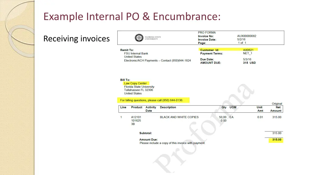example internal po encumbrance 3