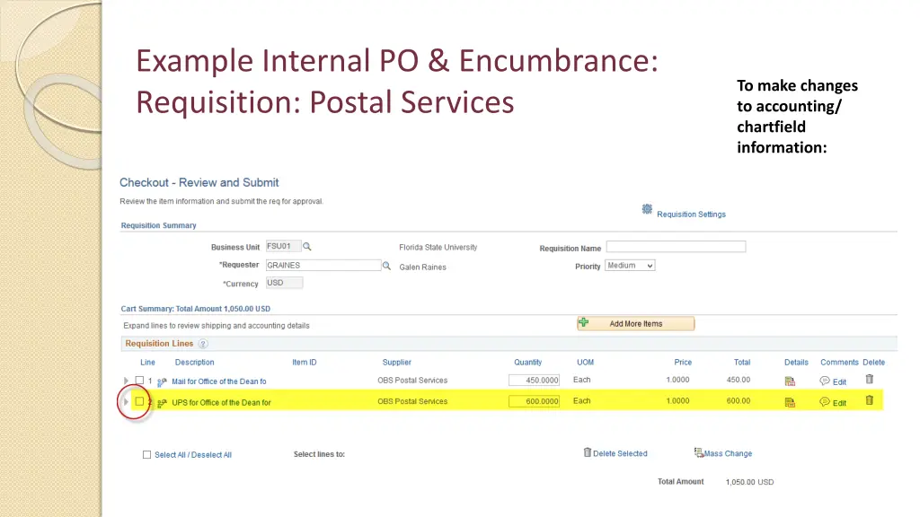example internal po encumbrance requisition 11