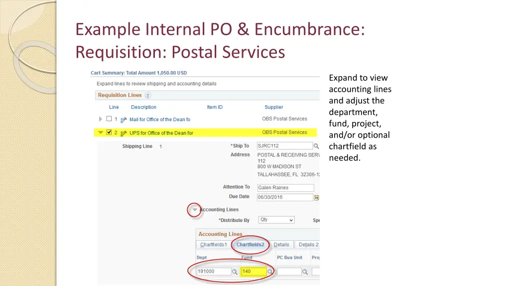 example internal po encumbrance requisition 12