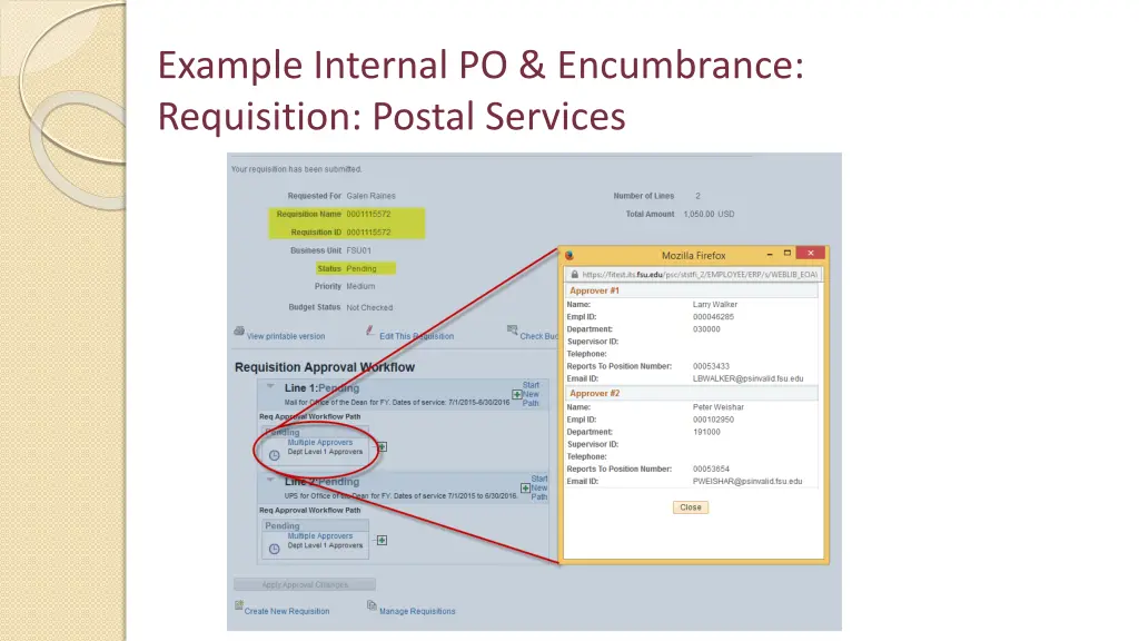 example internal po encumbrance requisition 14