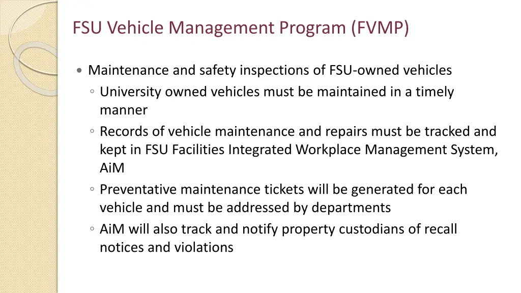 fsu vehicle management program fvmp 1