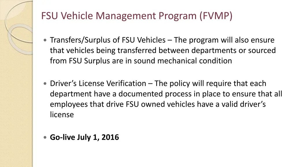 fsu vehicle management program fvmp 2